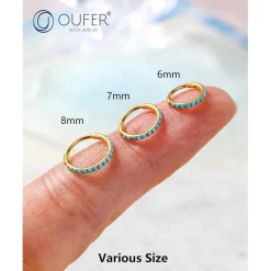 20G OUFER Chirurgenstahl Türkis Gold Nasenring 6/7/8mm Clicker Nose Hoop