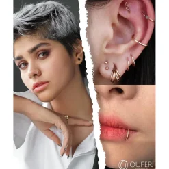 16G 2pcs Helix Silber Chirurgenstahl Rook Tragus Conch Cartilage Earring
