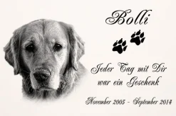 Grabplatte Grabmal Grabschmuck Tier Grabstein Hund-p11 - Fotogravur - 20 x 15 cm