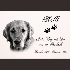 Grabplatte Grabmal Grabschmuck Tier Grabstein Hund-p11 - Fotogravur - 20 x 15 cm