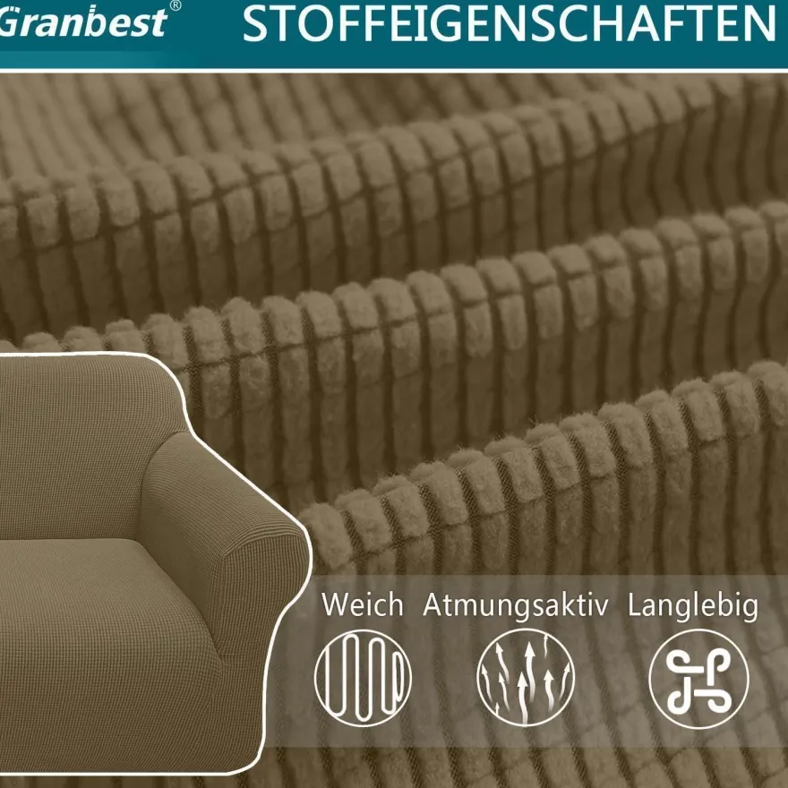 Granbest High Stretch Sofabezug Khakigrün 1-Sitzer - Moderner Jacquard