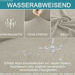 Granbest Premium Wasserdichte Esszimmerstuhlbezüge (6er Set, Sand) - Elastische