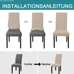 Granbest Premium Wasserdichte Esszimmerstuhlbezüge (6er Set, Sand) - Elastische