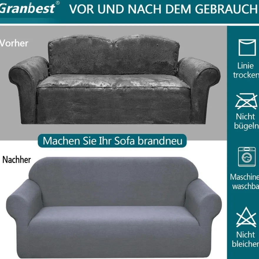 Granbest Stretch Wasserdichter Sofabezug, 1 Stück Jacquard Spandex Couchbezug