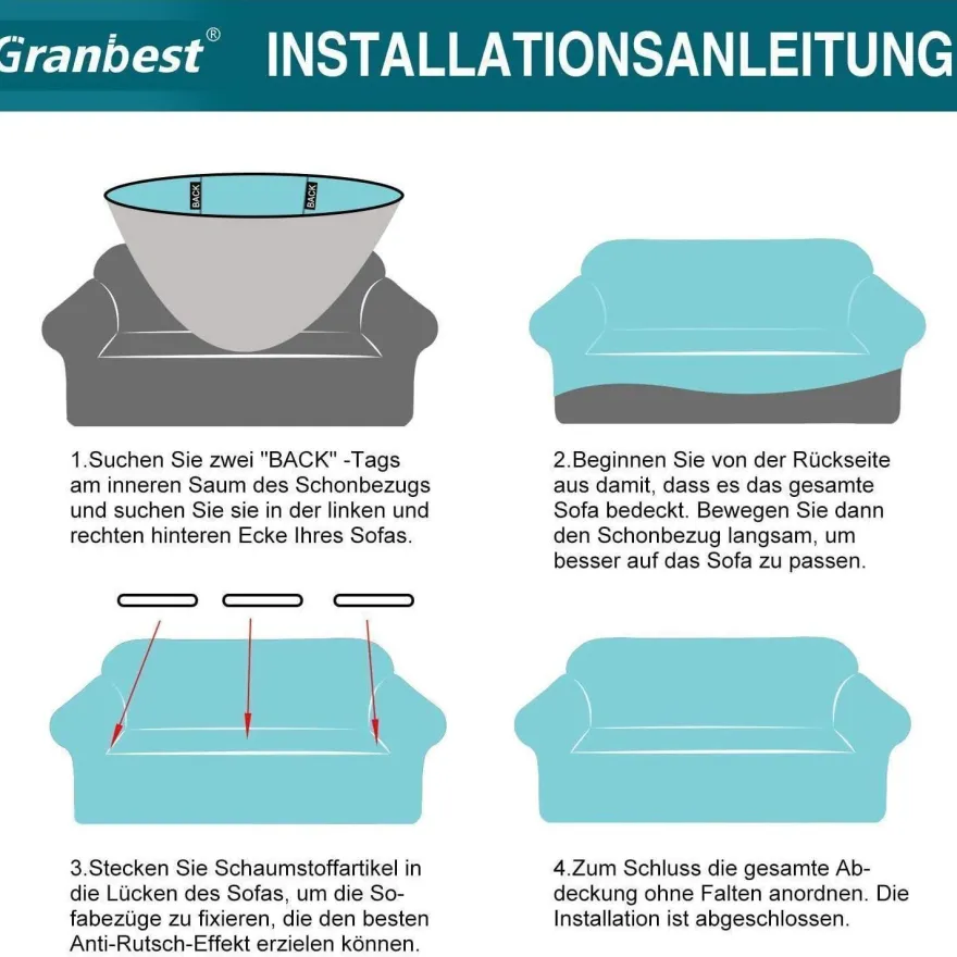 Granbest Stretch Wasserdicht Sofabezug 1 Stück Spandex Jacquard Elastische