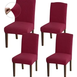 Granbest Stuhlhussen Jacquard Weinrot im 4er Set - Hohe Dehnung, Universelle