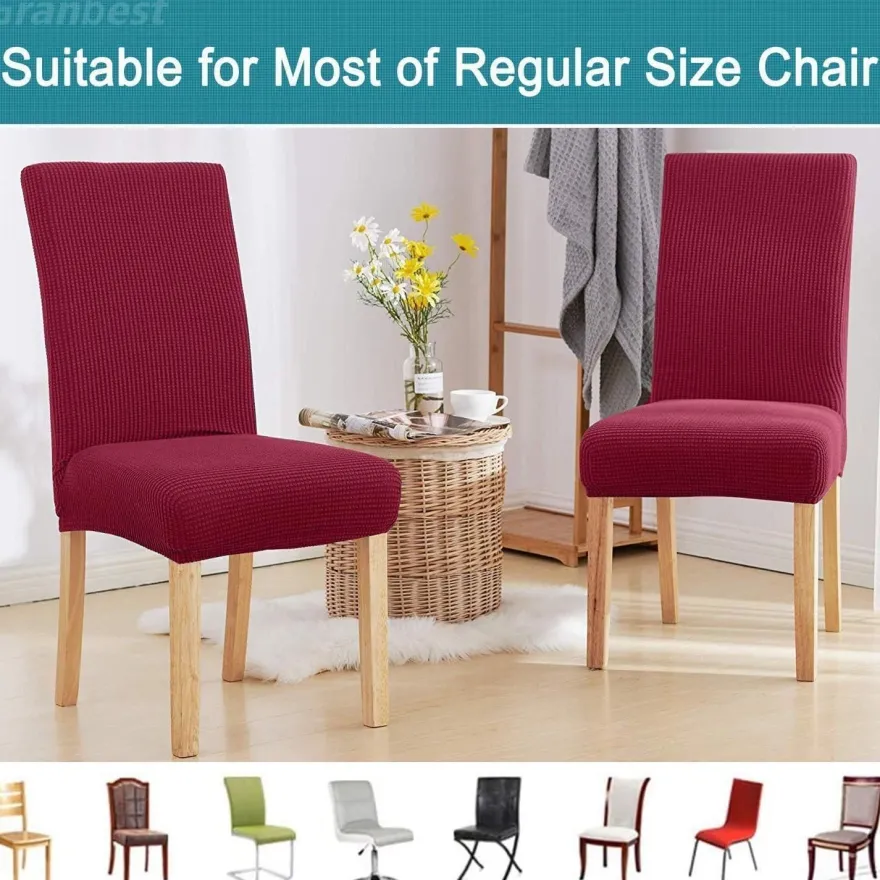 Granbest Stuhlhussen Jacquard Weinrot im 4er Set - Hohe Dehnung, Universelle