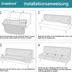 Granbest Wasserdichter Armloser Futonbezug, Hoher Stretch Sofaschutz für