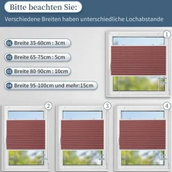 Grandekor Verdunklungsplissee Wabenplissee ohne Bohren Klemmfix Weiß-Weinrot