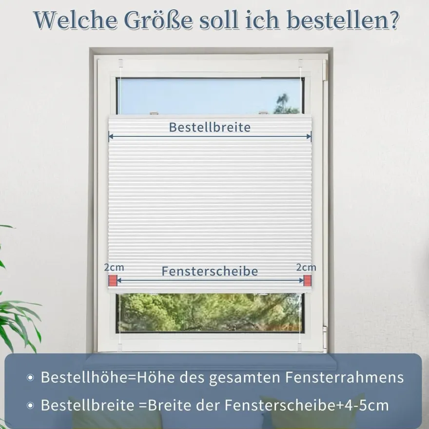 Grandekor Verdunklungsplissee Wabenplissee Klemmfix ohne Bohren Weiß-Weiß