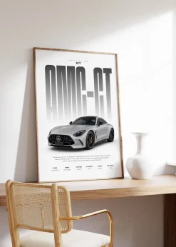 Grauer Sportwagen Poster · Geschenkidee · Luxus Coupé Wandbild · Deko Print o
