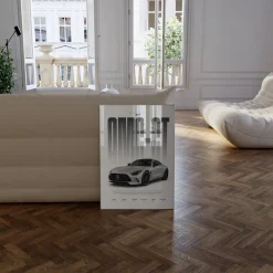 Grauer Sportwagen Poster · Geschenkidee · Luxus Coupé Wandbild · Deko Print o