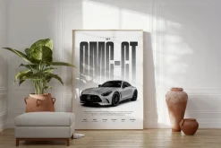 Grauer Sportwagen Poster · Geschenkidee · Luxus Coupé Wandbild · Deko Print o