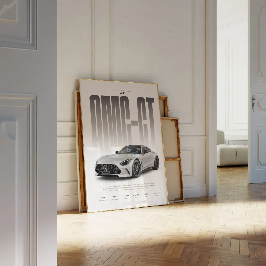 Grauer Sportwagen Poster · Geschenkidee · Luxus Coupé Wandbild · Deko Print o