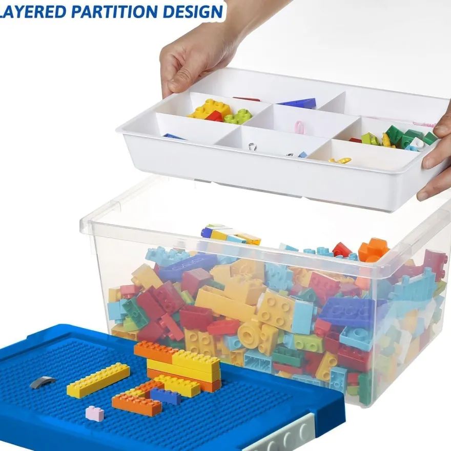 Greentainer Aufbewahrungsbox Spielzeug mit Deckel & Abnehmbares Tablett