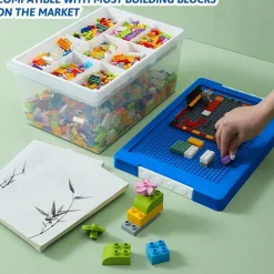 Greentainer Aufbewahrungsbox Spielzeug mit Deckel & Abnehmbares Tablett