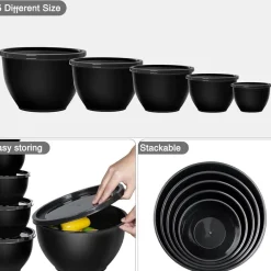 Greentainer 10-teiliges Salatschüssel Set mit Deckel aus Kunststoff, stapelbare