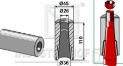 Greiferzinken gebogen 600mm M20x1.5mm Profil Vierkant 30/30