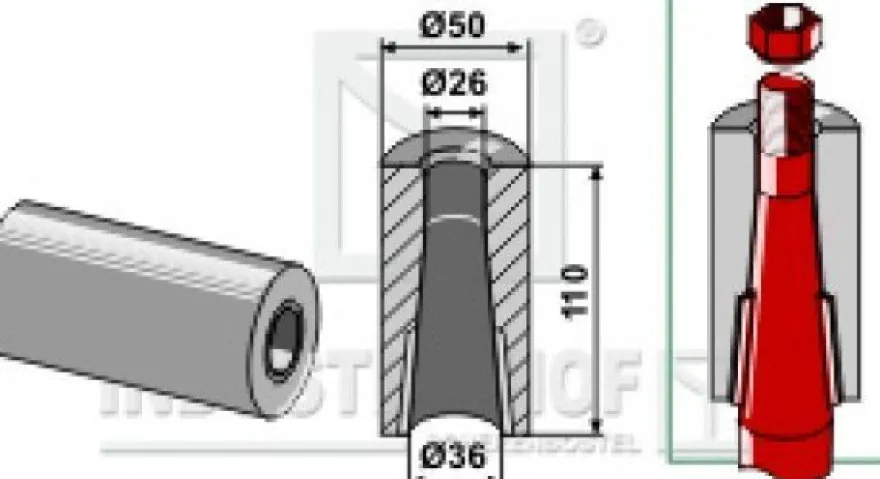 Greiferzinken gebogen 600mm M20x1.5mm Profil Vierkant 30/30