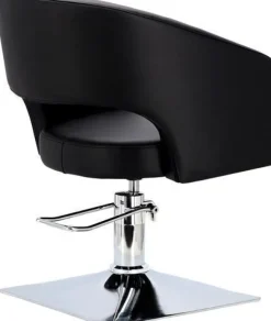 Greta Friseurstuhl mit Chromfußstütze, ergonomisch & stilvoll, schwarz