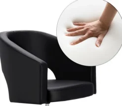 Greta Friseurstuhl mit Chromfußstütze, ergonomisch & stilvoll, schwarz