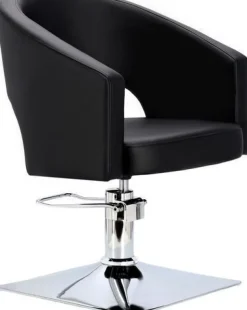 Greta Friseurstuhl mit Chromfußstütze, ergonomisch & stilvoll, schwarz