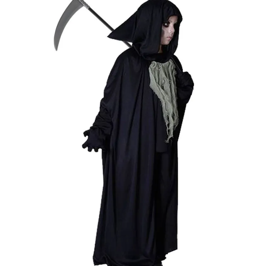 Grim Reaper Kostüm Sensenmann Gr. 122/128 mit Sense 1,10 m Halloween Schrecken
