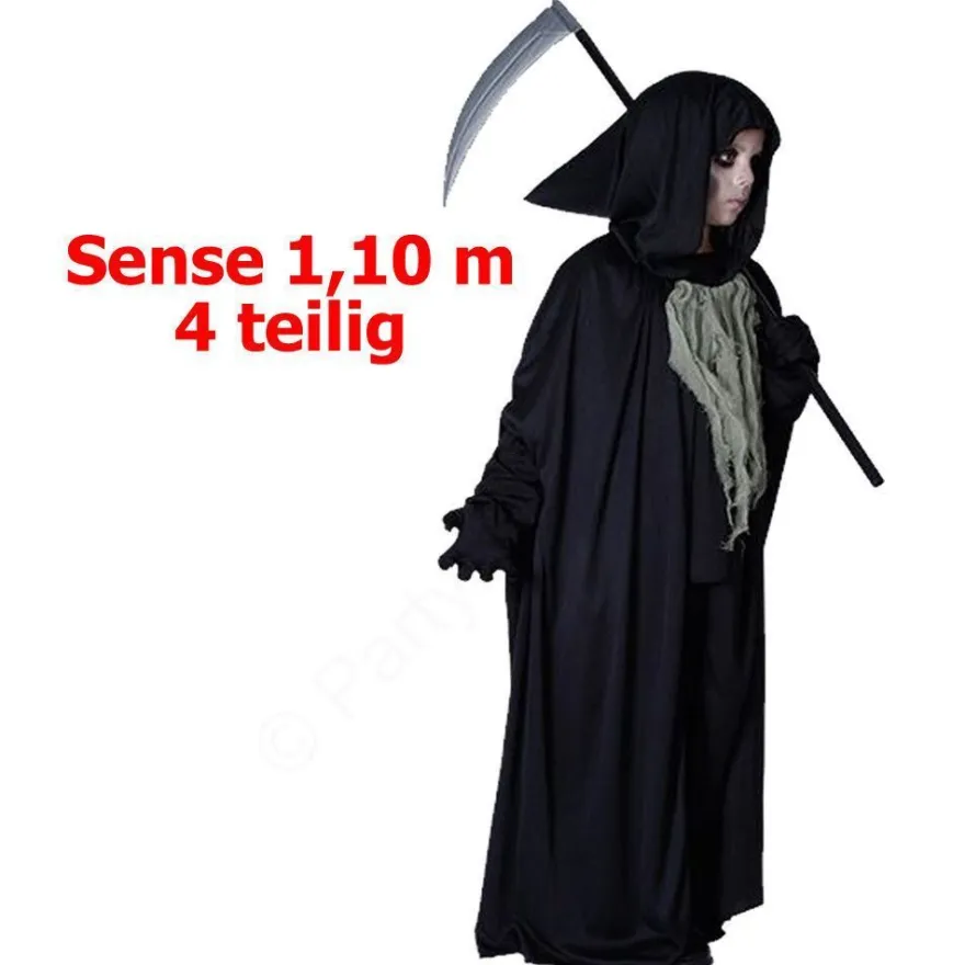 Grim Reaper Kostüm Sensenmann Gr. 122/128 mit Sense 1,10 m Halloween Schrecken