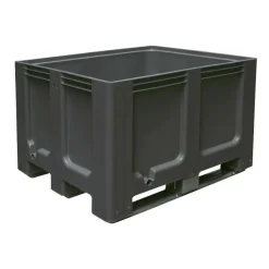 Großbox mit 3 Kufen, LxBxH 1200 x 1000 x 760 mm, anthrazit, geschlossen