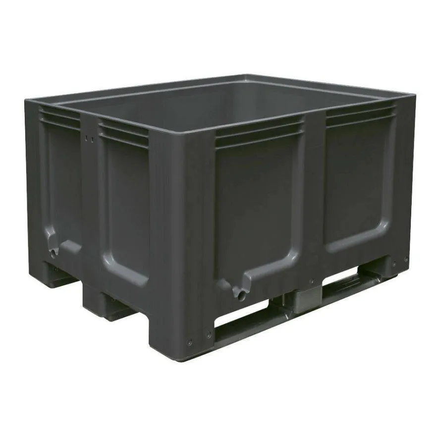 Großbox mit 3 Kufen, LxBxH 1200 x 1000 x 760 mm, anthrazit, geschlossen