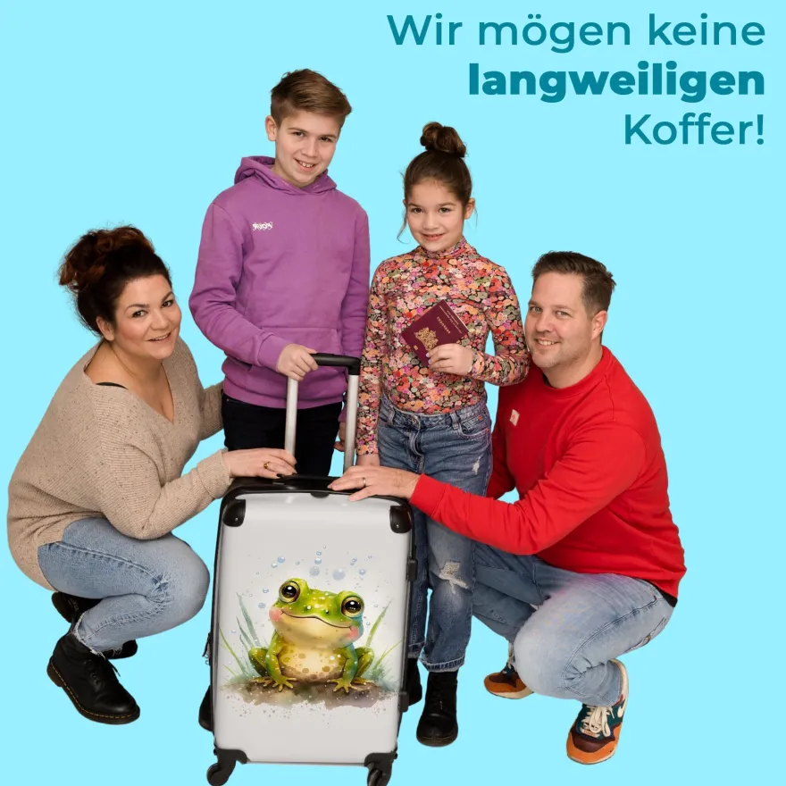 Großer Koffer - 90 Liter - Frosch - Grün - Aquarell - Tiere - Trolley - Reisekoffer