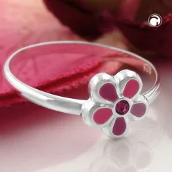 Gr. 42 - Ring Kinderring mit Blume pink Silber 925 Ringgröße 42