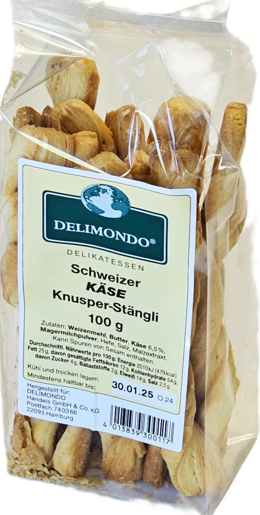 100g Schweizer Blätterteig Stängli Knabberei