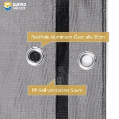 GUARD SHIELD Abdeckplane 3m x 6m Grau/Schwarz, Wasserdicht, 160g/m², mit Ösen