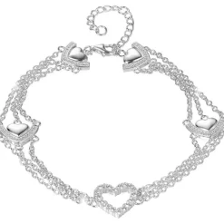 GW Herz Fußkettchen 925 Silber Zirkon Damen Fußschmuck Set