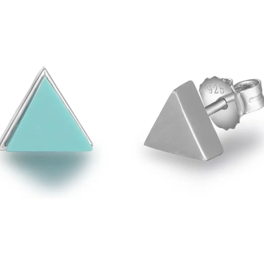GW 925 Sterling Silber Ohrstecker mit künstlichem Türkis für Damen und Mädchen