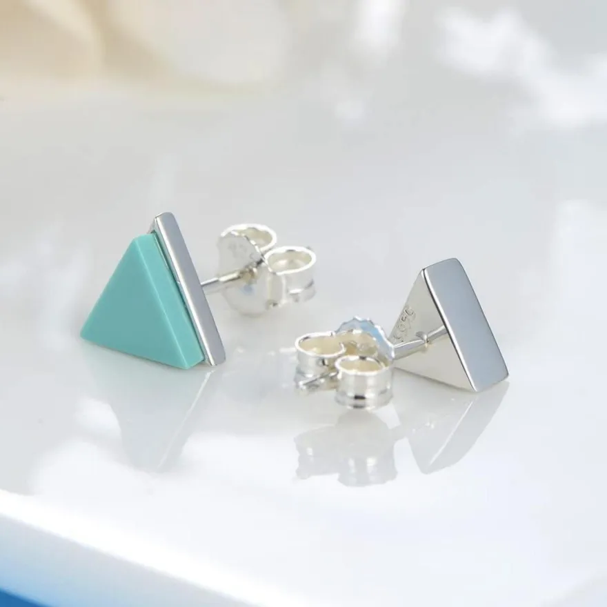 GW 925 Sterling Silber Ohrstecker mit künstlichem Türkis für Damen und Mädchen
