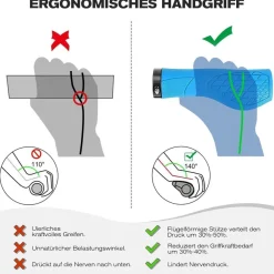 GXCROR Ergonomische MTB Lenkergriffe für 22,2mm Lenker, Anti-Rutsch, Dual Lock