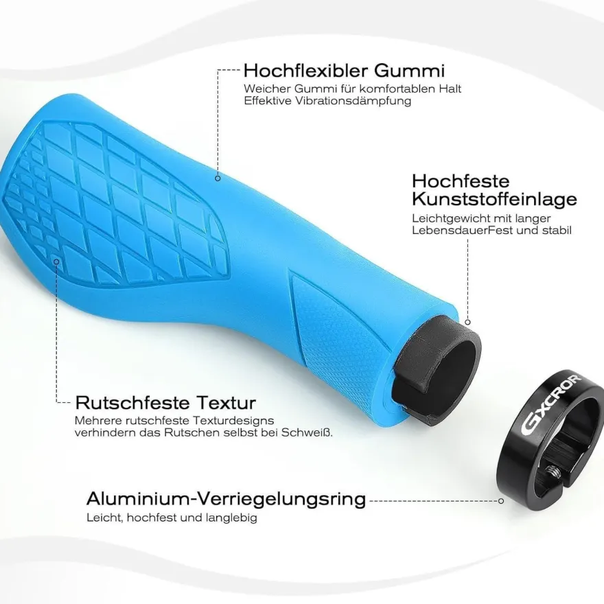 GXCROR Ergonomische MTB Lenkergriffe für 22,2mm Lenker, Anti-Rutsch, Dual Lock