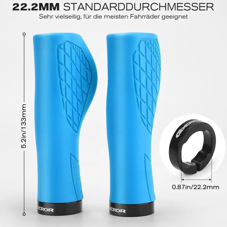 GXCROR Ergonomische MTB Lenkergriffe für 22,2mm Lenker, Anti-Rutsch, Dual Lock
