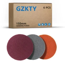 GZKTY Schleifvlies 150 mm Klett, 6 Stück - Ideal für Rund- und