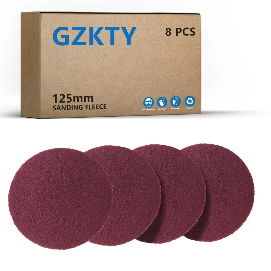 GZKTY 8 Stück Schleifvliese 125 mm Klett, Körnung P150-180 für