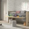Halbhochbett 90x200 Keelia Eiche mit Kommoden und Regal