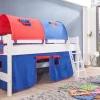 Halbhohes Einzelbett Kim Buche massiv weiß lackiert 90x200 cm mit Textilset