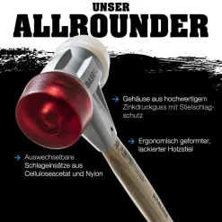 HALDER Baseplex Schonhammer Ø 30 mm Nylon / Cellulosacetat mit Zindruckgussgehäuse