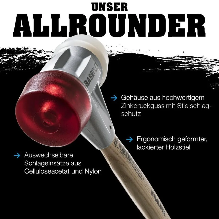 HALDER Baseplex Schonhammer Ø 30 mm Nylon / Cellulosacetat mit Zindruckgussgehäuse