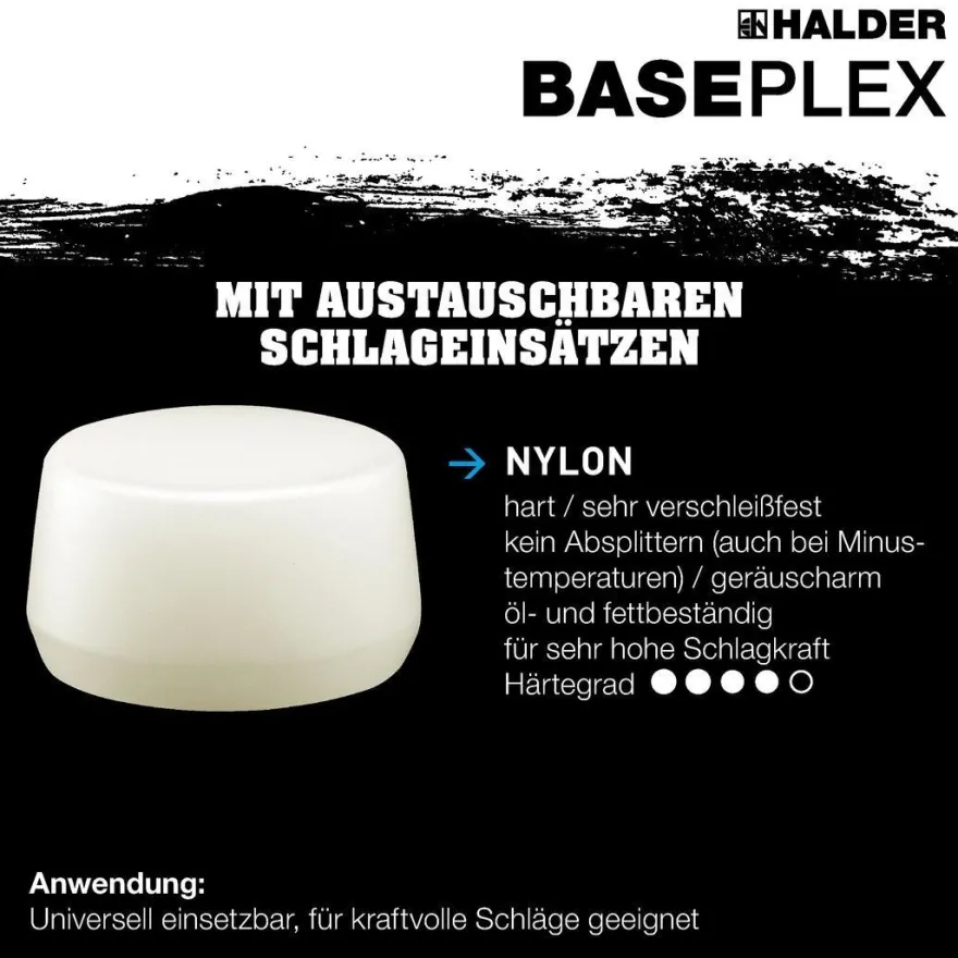 HALDER Baseplex Schonhammer Ø 30 mm Nylon / Cellulosacetat mit Zindruckgussgehäuse