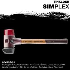 HALDER Simplex Schonhammer Ø 60 mm Gummi / Plastik rot mit Standfuß und Termpergus