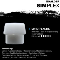 HALDER Simplex Schonhammer Ø 30 mm TPE-mid grau / Superplastik mit Aluminiumgehäuse