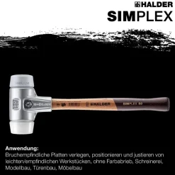 HALDER Simplex Schonhammer Ø 30 mm TPE-mid grau / Superplastik mit Aluminiumgehäuse
